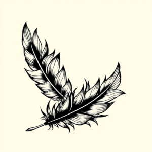 Black Ink Feather Tattoo