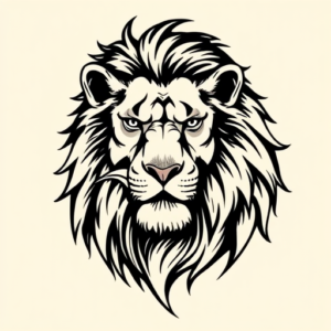 Black Ink Lion Tattoo