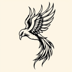 Black Ink Phoenix Tattoo