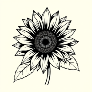 Black Ink Sunflower Tattoo