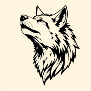 Black Ink Wolf Tattoo