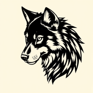 Black Ink Wolf Tattoo