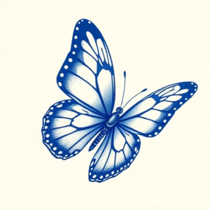 Blue Ink Butterfly Tattoo