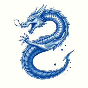 Blue Ink Dragon Tattoo
