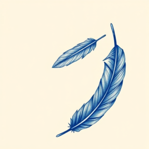 Blue Ink Feather Tattoo