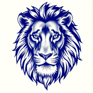Blue Ink Lion Tattoo