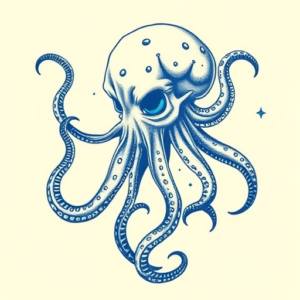 Blue Ink Medusa Tattoo