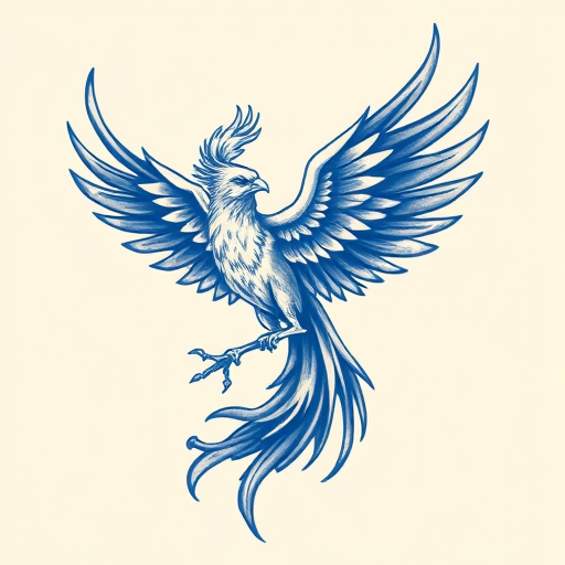 Blue Ink Phoenix Tattoo