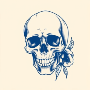 Blue Ink Skull Tattoo
