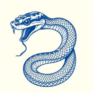 Blue Ink Snake Tattoo