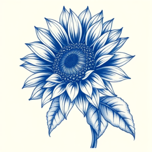 Blue Ink Sunflower Tattoo