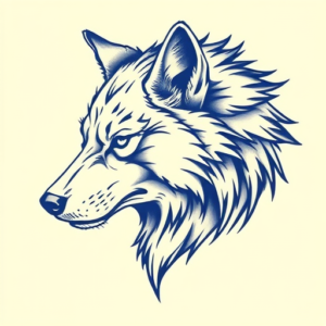 Blue Ink Wolf Tattoo