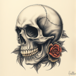 Fantasy Realism Skull Tattoo