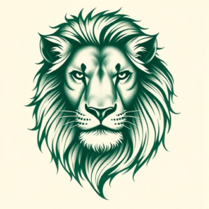 Green Ink Lion Tattoo