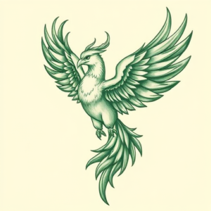 Green Ink Phoenix Tattoo
