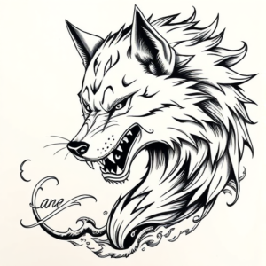 Japanese Wolf Tattoo