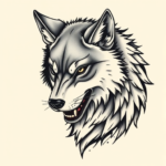 Neo-Japanese Wolf Tattoo