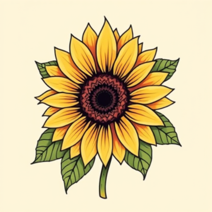 Neo-Traditional Sunflower Tattoo