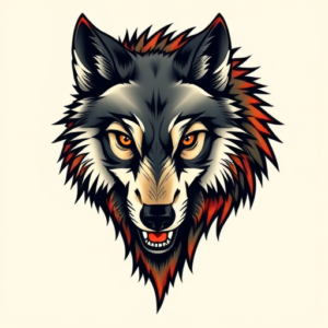 Neo-Traditional Wolf Tattoo