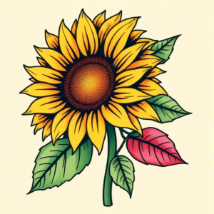 New School Sunflower Tattoo