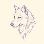 Purple Outline Wolf Tattoo