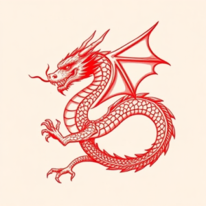 Red Ink Dragon Tattoo