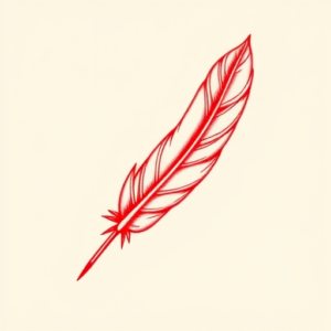 Red Ink Feather Tattoo