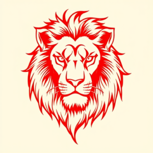 Red Ink Lion Tattoo