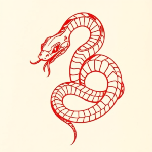 Red Ink Snake Tattoo