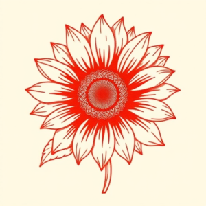 Red Ink Sunflower Tattoo