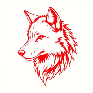 Red Ink Wolf Tattoo