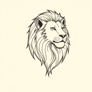 Single Line Lion Tattoo