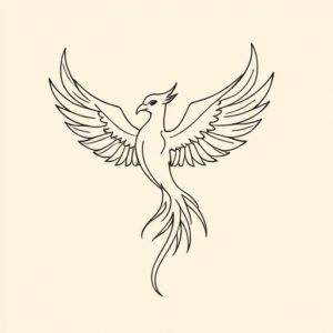 Single Line Phoenix Tattoo