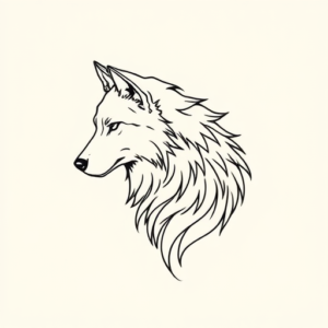 Single Line Wolf Tattoo