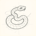 Sketch To Traced Flash Concept Snake Tattoo