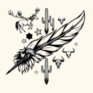 Western Feather Tattoo