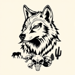 Western Wolf Tattoo