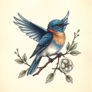 3D Bluebird Tattoo