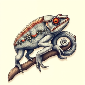 3D Chameleon Tattoo