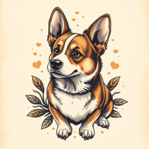 3D Corgi Tattoo