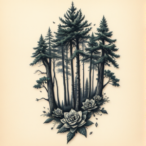 3D Forest Tattoo