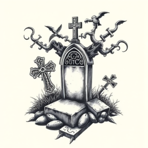 3D Graveyard Tattoo