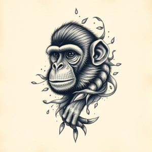 3D Monkey Tattoo