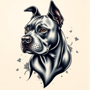 3D Pitbull Tattoo