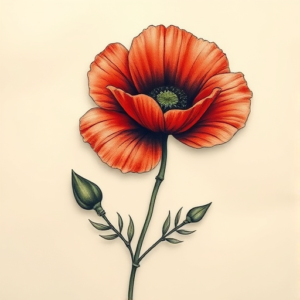 3D Poppy Tattoo