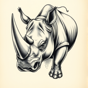 3D Rhino Tattoo