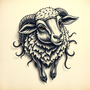 3D Sheep Tattoo
