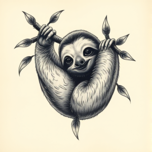 3D Sloth Tattoo