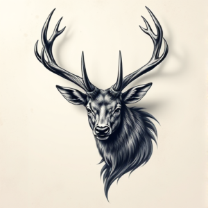 3D Stag Tattoo