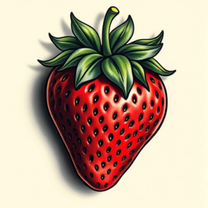 3D Strawberry Tattoo
